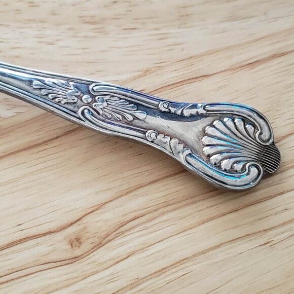 Sheffield England EPNS A1 Silverplate Salad Serving Set Fruit Embossed Gold Wash - Picture 10 of 15